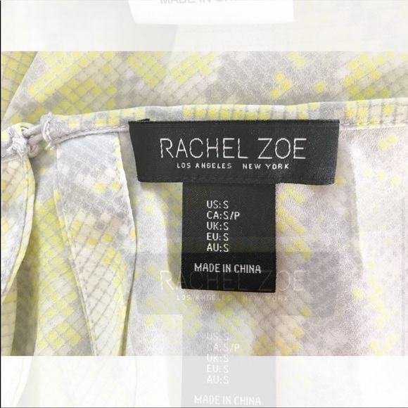 Rachel Zoe Snake Print Short Sleeve Blouse Top Yellow Gray White Size Small - Picture 6 of 7
